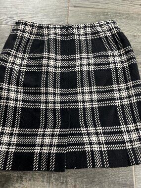 Talbots Women's Black and White Plaid A-Line Preppy Skirt